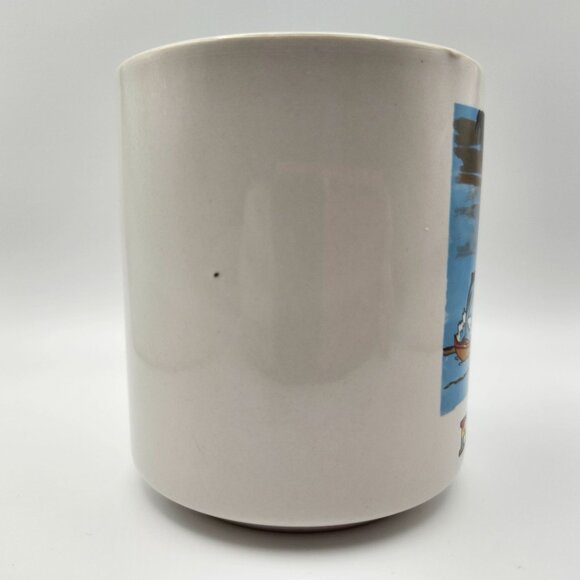Vintage 80s Sanyei Hawaii Coffee Mug Wahini Outrigger Canoe Dolphin Palm Trees - Picture 3 of 8
